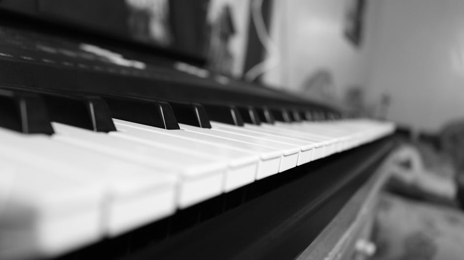 Piano keys close up